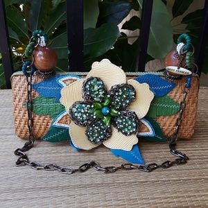 Mary Frances Woven Wicker Magnolia Bag